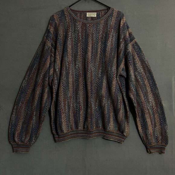 Tricots St Raphael Sweater Mens XXL Vintage Multicolor Grandpa 80s Made in USA - Picture 1 of 9